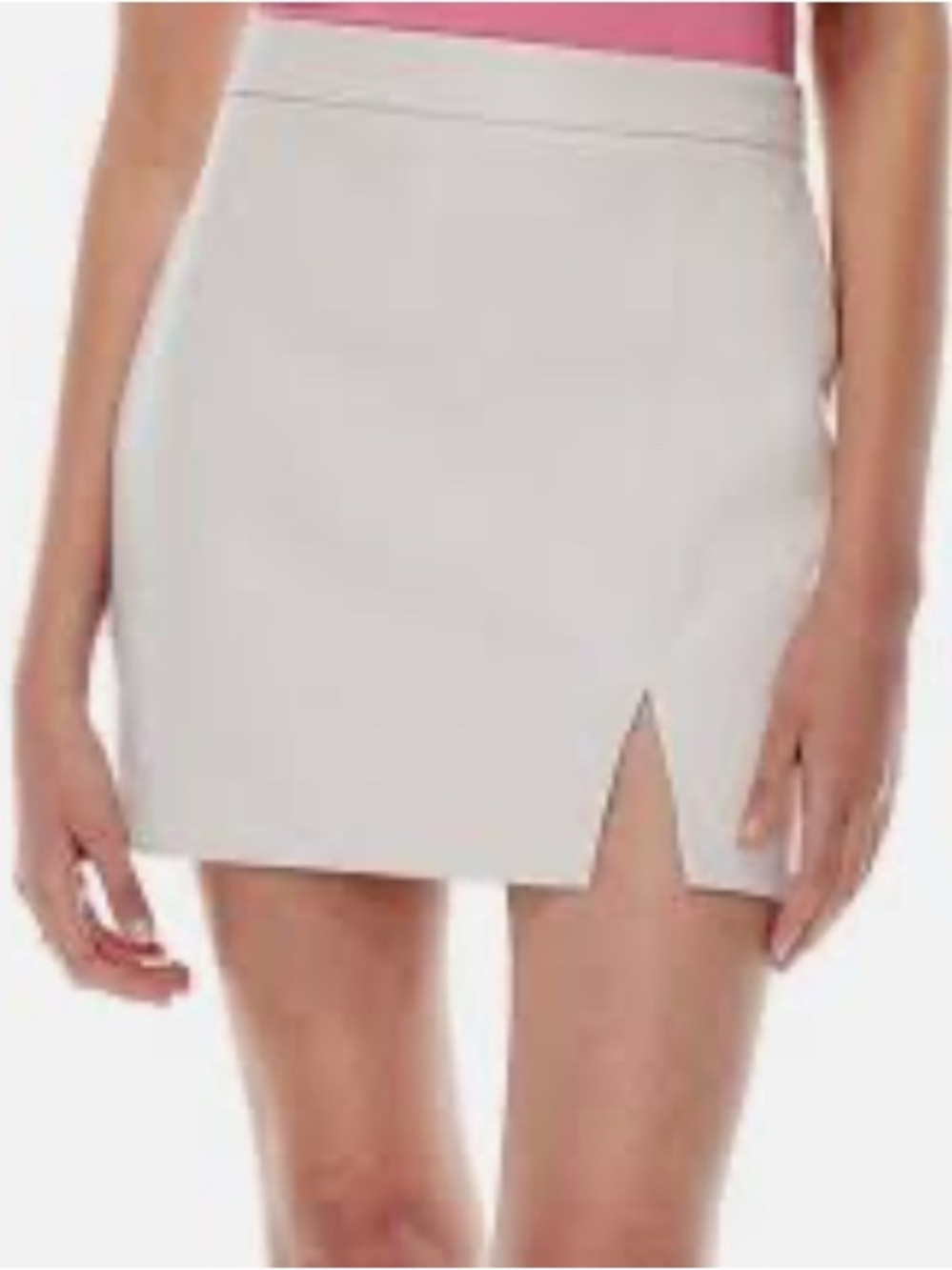 Aritzia Ivory Vegan Leather Mini Skirt – Side Slit